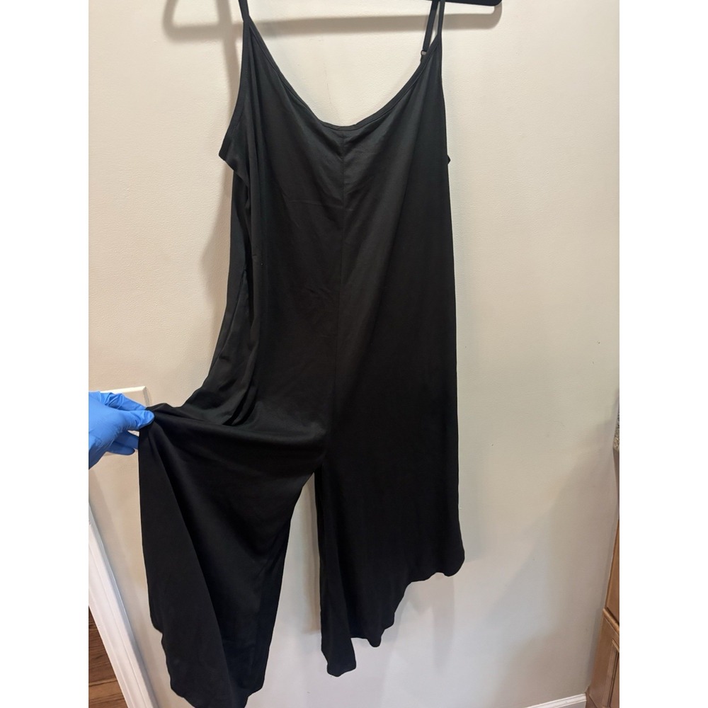 NWT J. Valdi Flowy Jumpsuit Swim Cover Up Jumpsuit Black Size Large - Picture 2 of 12